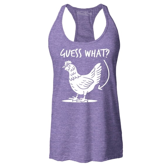 Shop4Ever Women's Guess What? Chicken Butt Racerback Tank Top X-Large Purple
