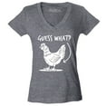thumbnail image 1 of Shop4Ever Women's Guess What? Chicken Butt Slim Fit V-Neck T-Shirt XX-Large Heather Charcoal, 1 of 5