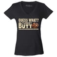 thumbnail image 1 of Shop4Ever Women's Guess What? Turkey Butt Thanksgiving Slim Fit V-Neck T-Shirt Large Black, 1 of 5