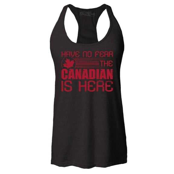 Shop4Ever Women's Have No Fear The Canadian is Here Canada Pride Racerback Tank Top X-Small Black
