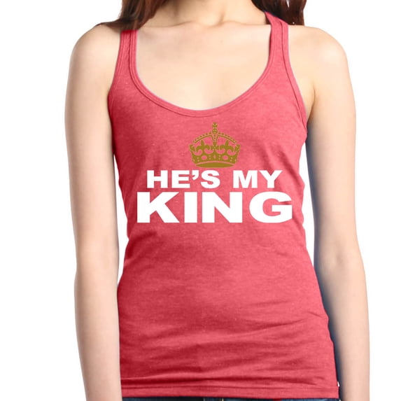 Shop4Ever Women's He's My King Matching Couples Racerback Tank Top X-Large Red