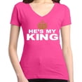 thumbnail image 1 of Shop4Ever Women's He's My King Matching Couples Slim Fit V-Neck T-Shirt Small Pink, 1 of 5