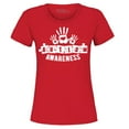 thumbnail image 1 of Shop4Ever Women's Heart Handprints Autism Awareness Puzzle Pieces Graphic T-Shirt X-Large Red, 1 of 5