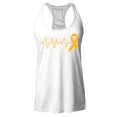 thumbnail image 1 of Shop4Ever Women's Heartbeat Gold Ribbon Racerback Tank Top Large White, 1 of 5