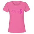 thumbnail image 1 of Shop4Ever Women's Heartbeat Pink Ribbon Breast Cancer Awareness Graphic T-Shirt Large Azalea Pink, 1 of 5