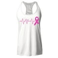 thumbnail image 1 of Shop4Ever Women's Heartbeat Pink Ribbon Breast Cancer Awareness Racerback Tank Top X-Small White, 1 of 5