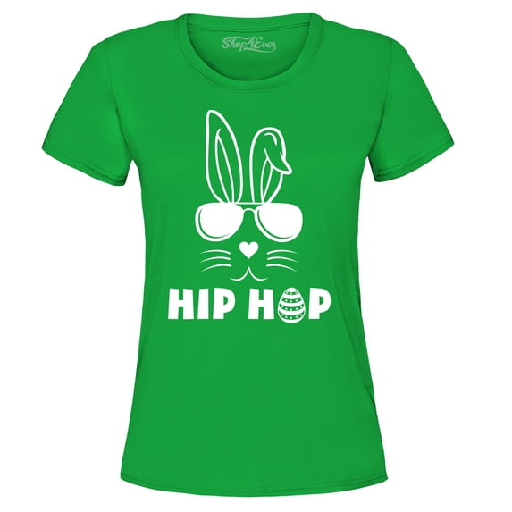 Shop4Ever Women's Hip Hop Bunny Rabbit Easter Graphic T-Shirt XX-Large Irish Green