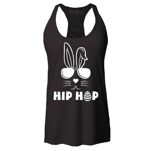 Shop4Ever Women's Hip Hop Bunny Rabbit Easter Racerback Tank Top XX-Large Black