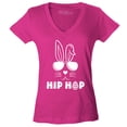 thumbnail image 1 of Shop4Ever Women's Hip Hop Bunny Rabbit Easter  Slim Fit V-Neck T-Shirt Large Pink, 1 of 5