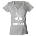 thumbnail image 1 of Shop4Ever Women's Hip Hop Bunny Rabbit Easter  Slim Fit V-Neck T-Shirt Small Sports Grey, 1 of 5