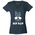 thumbnail image 1 of Shop4Ever Women's Hip Hop Bunny Rabbit Easter  Slim Fit V-Neck T-Shirt XX-Large Charcoal, 1 of 5