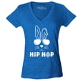 thumbnail image 1 of Shop4Ever Women's Hip Hop Bunny Rabbit Easter  Slim Fit V-Neck T-Shirt XX-Large Heather Royal Blue, 1 of 5