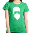 thumbnail image 1 of Shop4Ever Women's Hipster Santa with Glasses Christmas Graphic T-Shirt Medium Irish Green, 1 of 5
