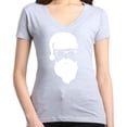 thumbnail image 1 of Shop4Ever Women's Hipster Santa with Glasses Christmas Slim Fit V-Neck T-Shirt X-Small Sports Grey, 1 of 5