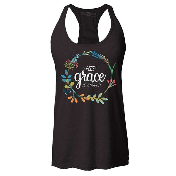 Shop4Ever Women's His Grace is Enough Racerback Tank Top Small Black