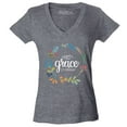 thumbnail image 1 of Shop4Ever Women's His Grace is Enough Slim Fit V-Neck T-Shirt Small Heather Charcoal, 1 of 5
