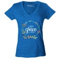 thumbnail image 1 of Shop4Ever Women's His Grace is Enough Slim Fit V-Neck T-Shirt Small Heather Royal Blue, 1 of 5