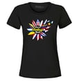 thumbnail image 1 of Shop4Ever Women's Hispanic Heritage Month Flag Flower Graphic T-Shirt Medium Black, 1 of 5
