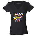 thumbnail image 1 of Shop4Ever Women's Hispanic Heritage Month Flag Flower Slim Fit V-Neck T-Shirt X-Small Black, 1 of 5