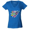 thumbnail image 1 of Shop4Ever Women's Hispanic Heritage Month Flag Flower Slim Fit V-Neck T-Shirt XX-Large Heather Royal Blue, 1 of 5