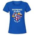 thumbnail image 1 of Shop4Ever Women's Hispanic Heritage Month Flag Heart Graphic T-Shirt XXX-Large Royal Blue, 1 of 5
