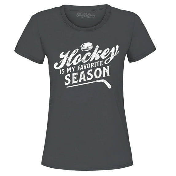 Shop4Ever Women's Hockey is My Favorite Season Sports Graphic T-Shirt XXX-Large Charcoal