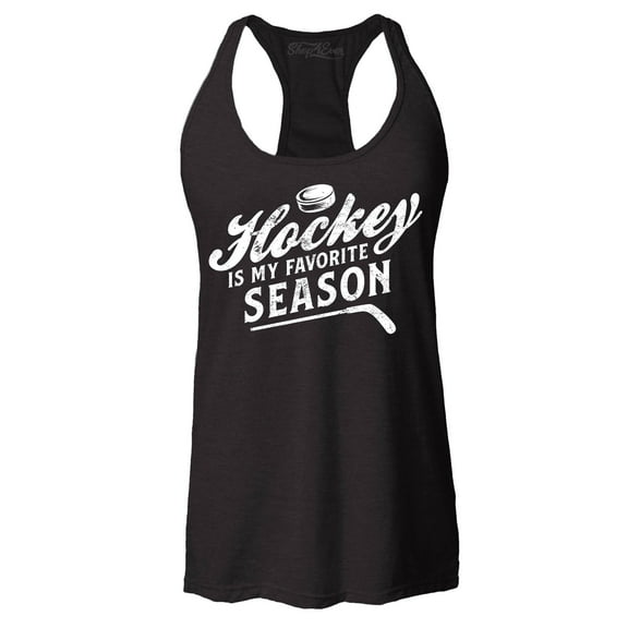 Shop4Ever Women's Hockey is My Favorite Season Sports Racerback Tank Top Medium Black