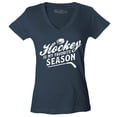thumbnail image 1 of Shop4Ever Women's Hockey is My Favorite Season Sports Slim Fit V-Neck T-Shirt Small Charcoal, 1 of 5