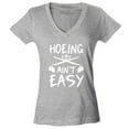 thumbnail image 1 of Shop4Ever Women's Hoeing Ain't Easy Slim Fit V-Neck T-Shirt XX-Large Sports Grey, 1 of 5