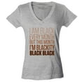 thumbnail image 1 of Shop4Ever Women's I Am Black Every Month But This Month Slim Fit V-Neck T-Shirt Medium Sports Grey, 1 of 5