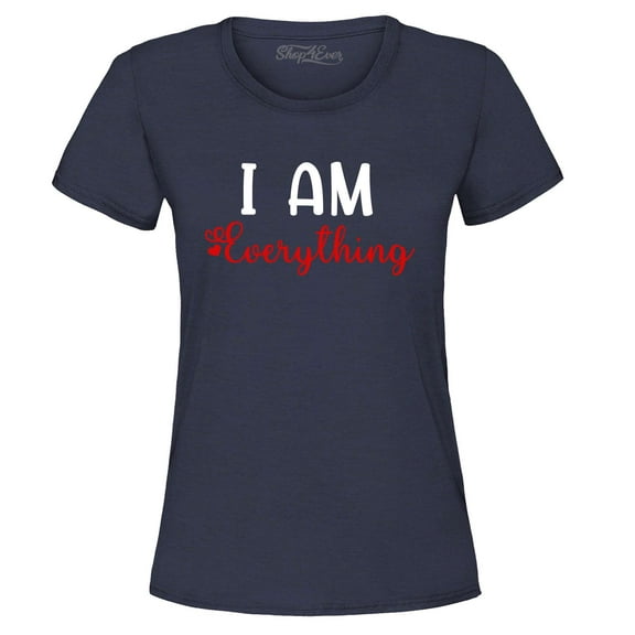 Shop4Ever Women's I Am Everything Couples Matching Valentine Graphic T-Shirt XX-Large Navy