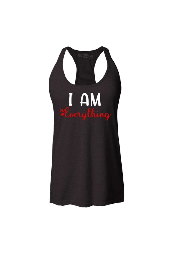 Women's I Am Everything Couples Matching Valentine Racerback Tank Top X-Large Black