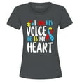 thumbnail image 1 of Shop4Ever Women's I Am His Voice He is My Heart Autism Awareness Graphic T-Shirt Medium Charcoal, 1 of 5