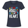 thumbnail image 1 of Shop4Ever Women's I Am His Voice He is My Heart Autism Awareness Graphic T-Shirt Medium Navy, 1 of 5