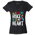 thumbnail image 1 of Shop4Ever Women's I Am His Voice He is My Heart Autism Awareness Slim Fit V-Neck T-Shirt Medium Black, 1 of 5