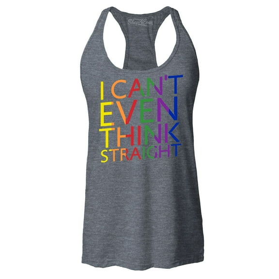 Shop4Ever Women's I Can't Even Think Straight Gay Pride Racerback Tank Top Large Charcoal