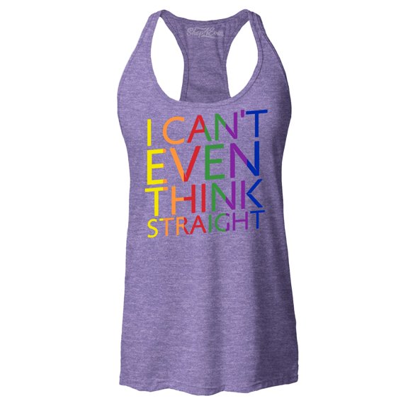 Shop4Ever Women's I Can't Even Think Straight Gay Pride Racerback Tank Top Large Purple