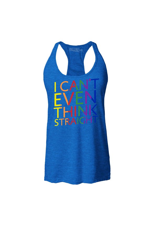 Women's I Can't Even Think Straight Gay Pride Racerback Tank Top X-Large Royal Blue