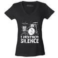 thumbnail image 1 of Shop4Ever Women's I Destroy Silence Drums Drummer  Slim Fit V-Neck T-Shirt X-Small Black, 1 of 5