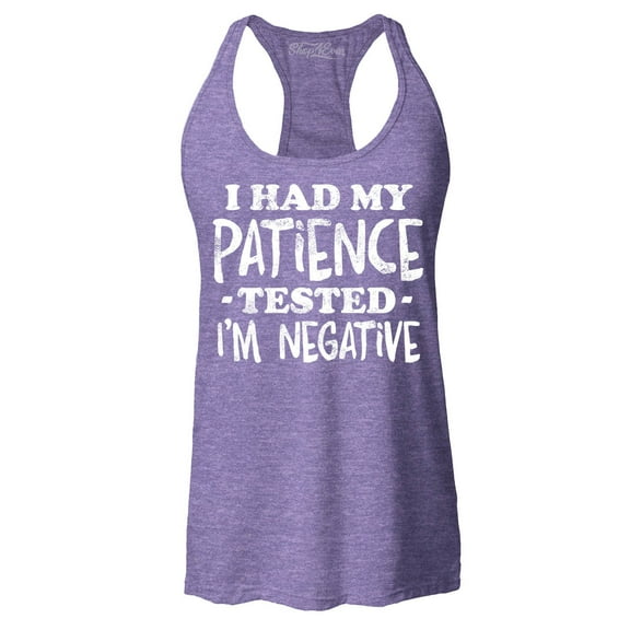 Shop4Ever Women's I Had My Patience Tested I'm Negative  Racerback Tank Top Medium Purple