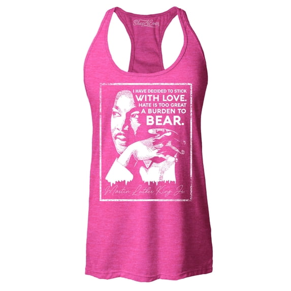 Shop4Ever Women's I Have Decided to Stick with Love Quote Martin Luther King Jr. Racerback Tank Top Small Fuchsia