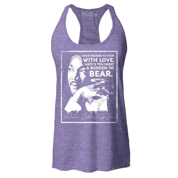 Shop4Ever Women's I Have Decided to Stick with Love Quote Martin Luther King Jr. Racerback Tank Top X-Small Purple