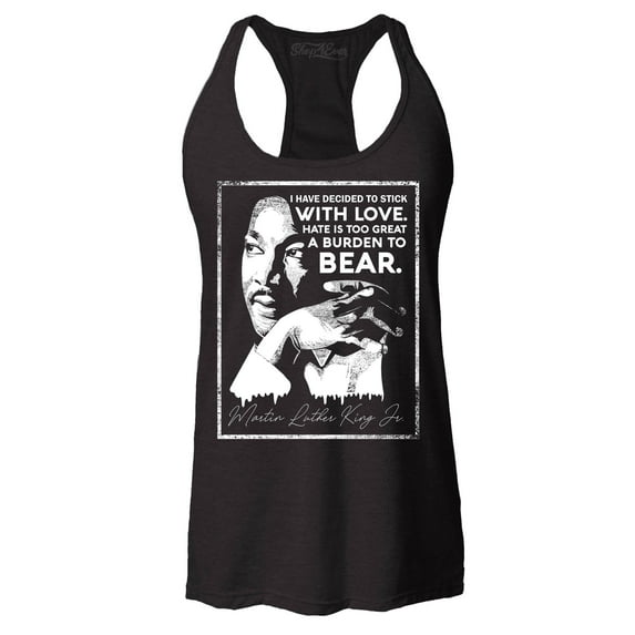 Shop4Ever Women's I Have Decided to Stick with Love Quote Martin Luther King Jr. Racerback Tank Top XX-Large Black