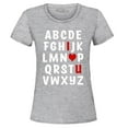 thumbnail image 1 of Shop4Ever Women's I Heart U ABC's Valentine's Day Love You Graphic T-Shirt X-Large Sports Grey, 1 of 5
