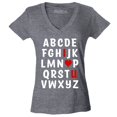 thumbnail image 1 of Shop4Ever Women's I Heart U ABC's Valentine's Day Love You Slim Fit V-Neck T-Shirt Small Heather Charcoal, 1 of 5