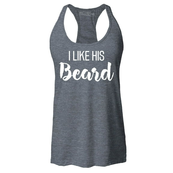 Shop4Ever Women's I Like Her Butt I Like His Beard Couples Matching Racerback Tank Top Medium Charcoal