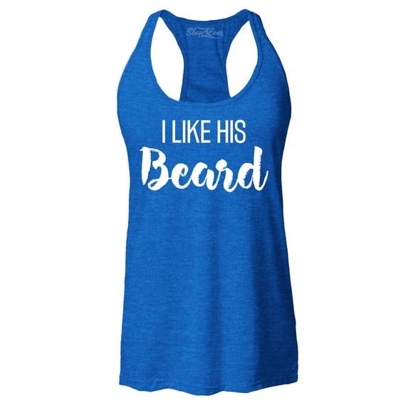Shop4Ever Women's I Like Her Butt I Like His Beard Couples Matching Racerback Tank Top X-Small Royal Blue