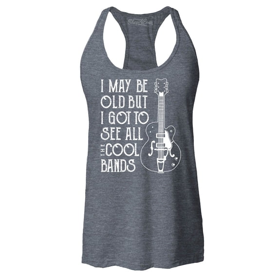 Shop4Ever Women's I May be Old but I Got to See All The Cool Bands Racerback Tank Top Medium Charcoal