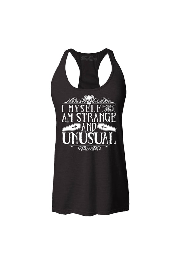 Women's I Myself Am Strange and Unusual Halloween Racerback Tank Top XX-Large Black