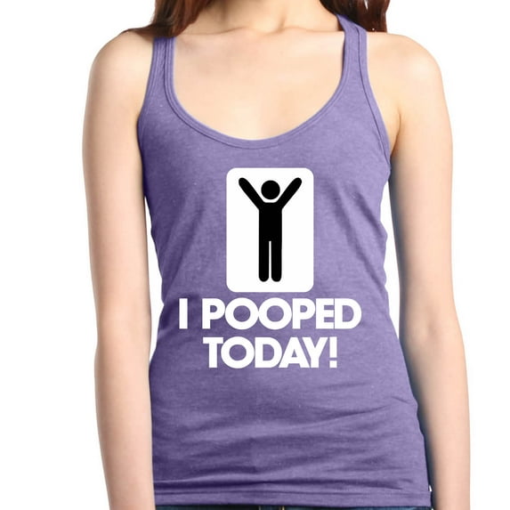 Shop4Ever Women's I Pooped Today Funny Poop Racerback Tank Top Large Purple
